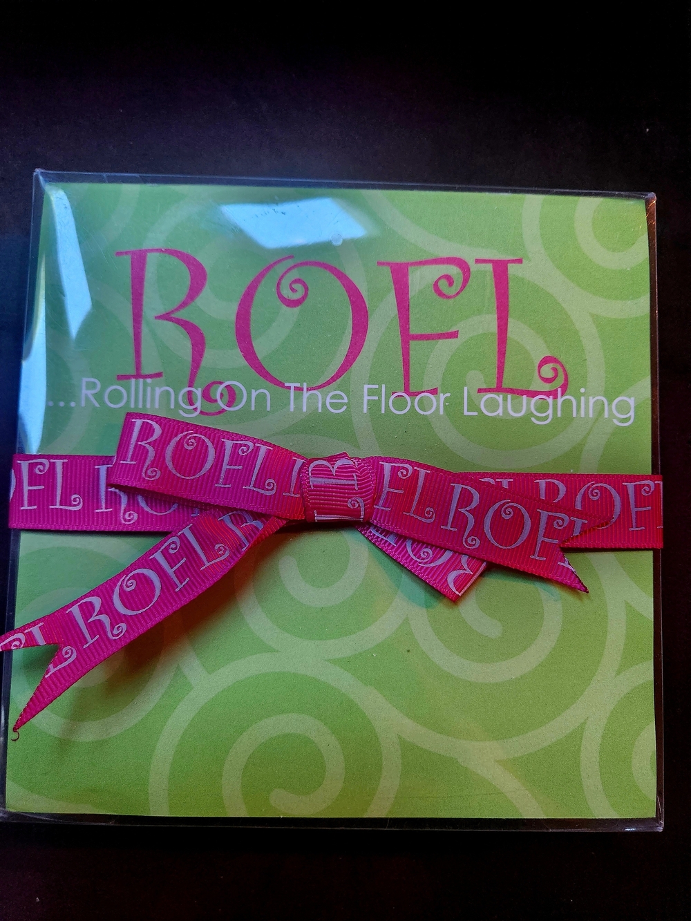 ROFL Text Swirl Notepad - Pink & Green